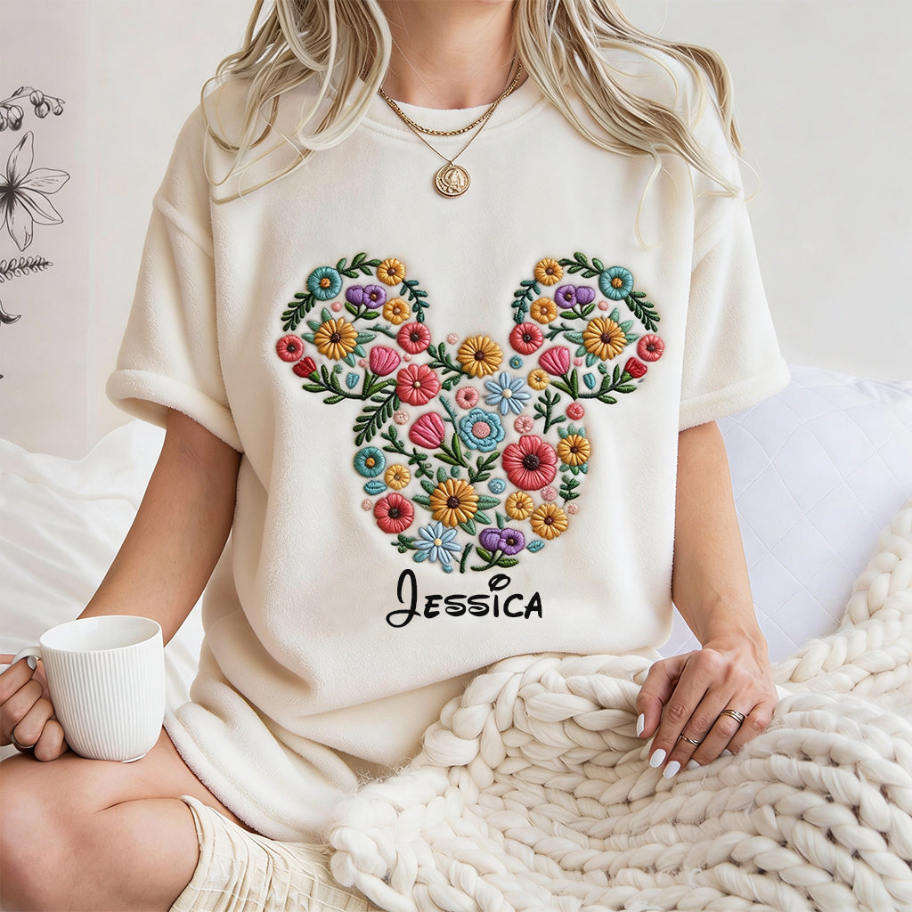 Personalized Floral Mouse Ears All Over Shirt for Women All Over Shirt GradoCreations