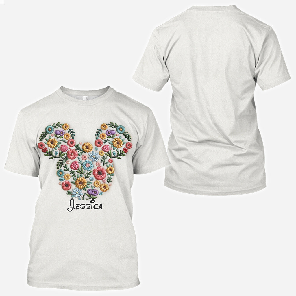 Personalized Floral Mouse Ears All Over Shirt for Women All Over Shirt GradoCreations