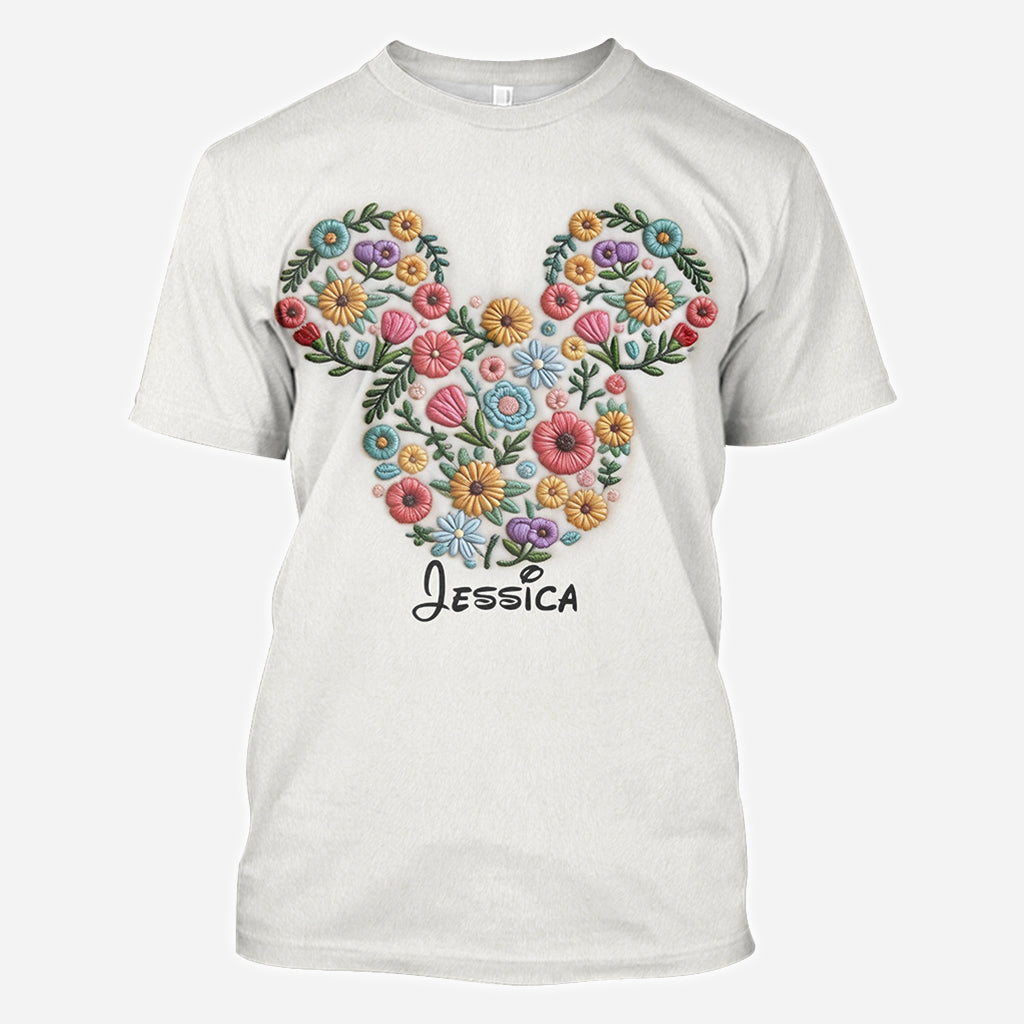 Personalized Floral Mouse Ears All Over Shirt for Women All Over Shirt GradoCreations