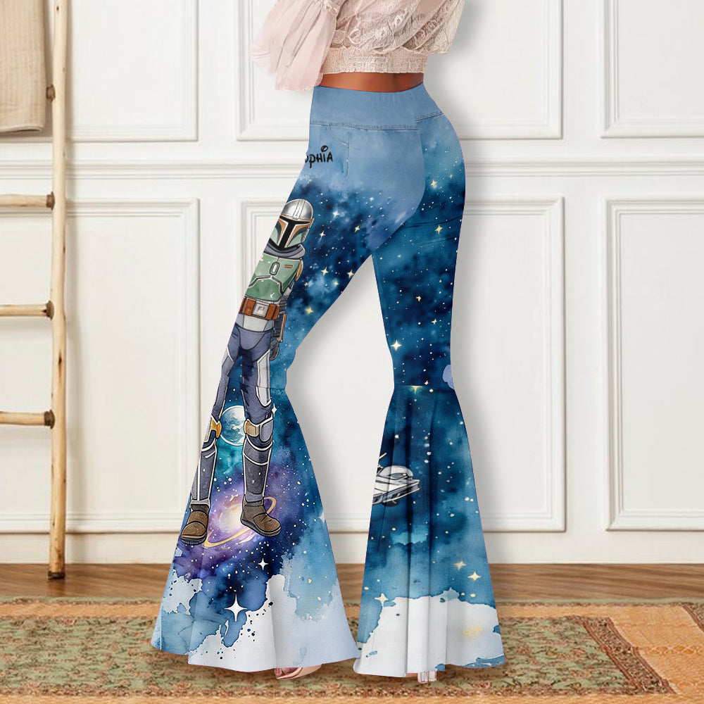 Personalized Star Wars Flare Leggings with Baby Yoda for Girls Flare Leggings GradoCreations