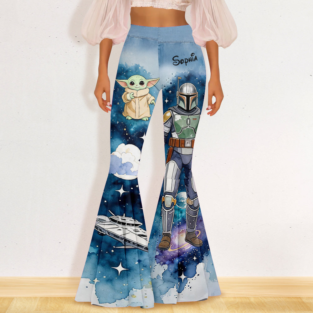 Personalized Star Wars Flare Leggings with Baby Yoda for Girls Flare Leggings GradoCreations