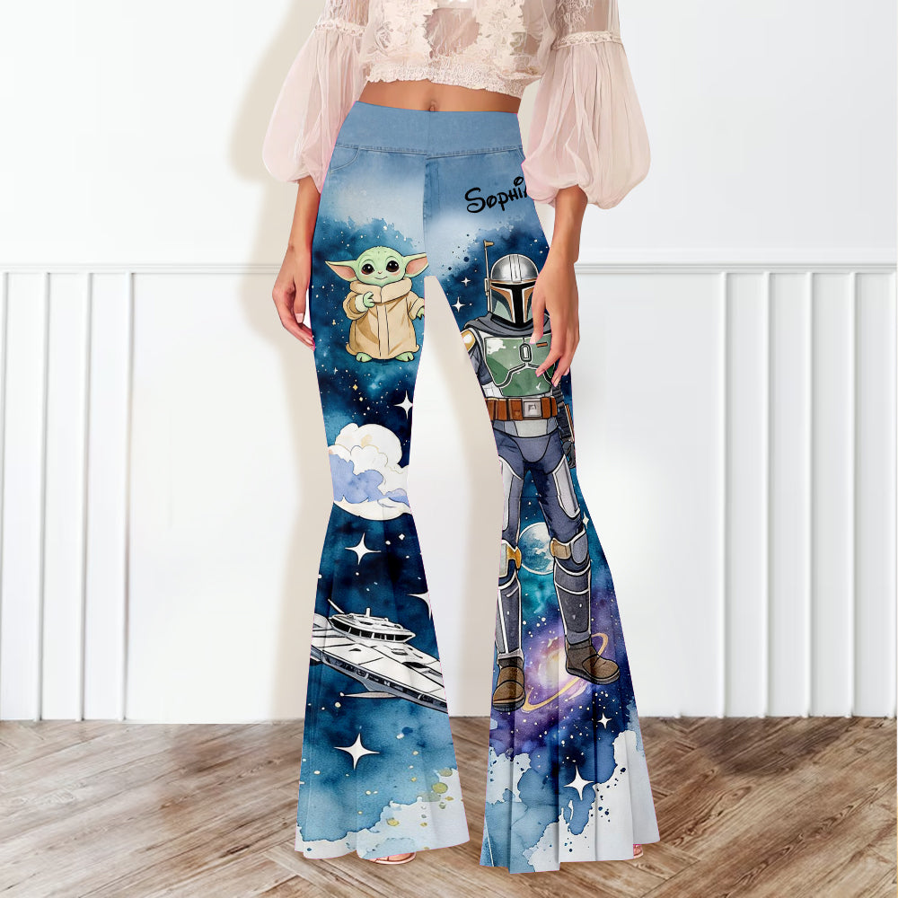 Personalized Star Wars Flare Leggings with Baby Yoda for Girls Flare Leggings GradoCreations