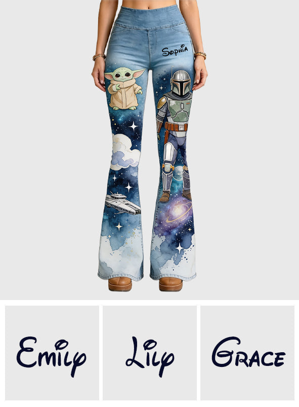 Personalized Star Wars Flare Leggings with Baby Yoda for Girls Flare Leggings GradoCreations