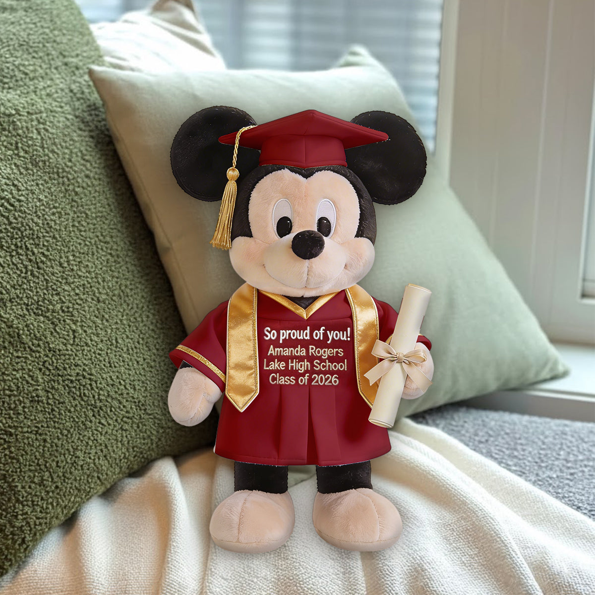 Personalized Faux Fur Graduation Pillow Custom Design Gift Premium Faux Fur Pillow GradoCreations