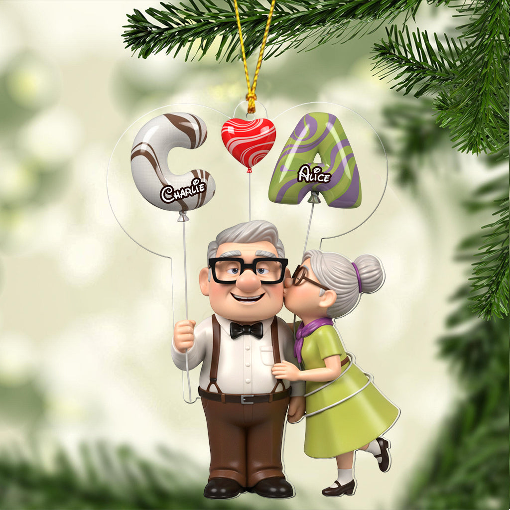 Personalized Transparent Couple Ornament Unique Gift for Christmas One-sided Ornament GradoCreations