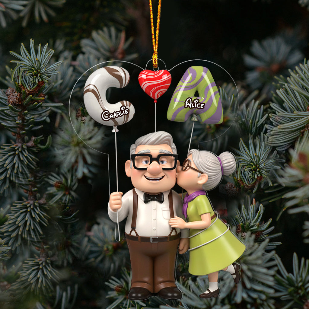 Personalized Transparent Couple Ornament Unique Gift for Christmas One-sided Ornament GradoCreations