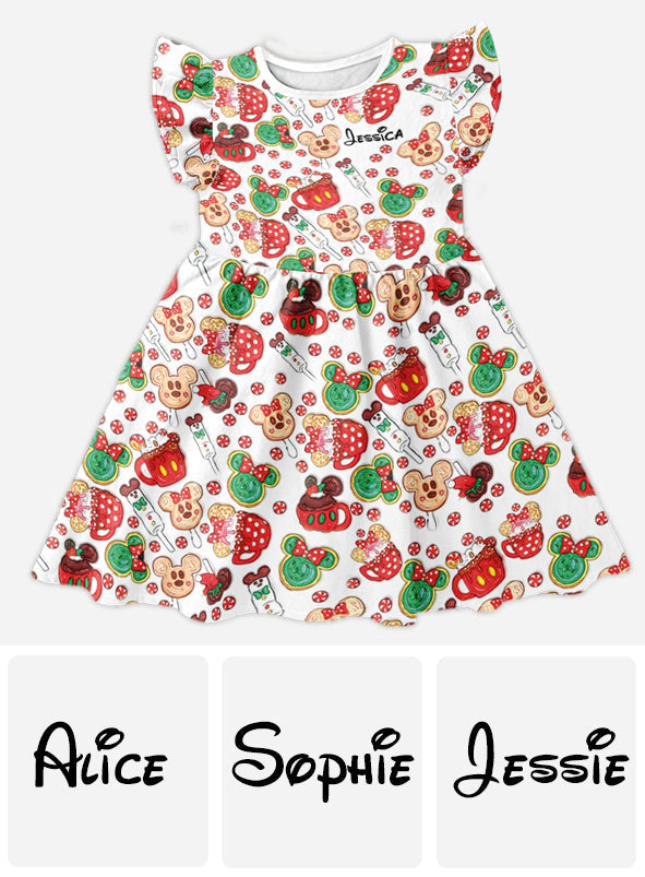 Personalized Christmas Cookies Ruffle Sleeve Dress for Kids Kid Ruffle Sleeve Dress GradoCreations
