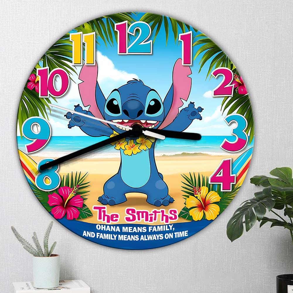 Personalized Ohana Wall Clock Custom Family Name Gift Wall Clock GradoCreations