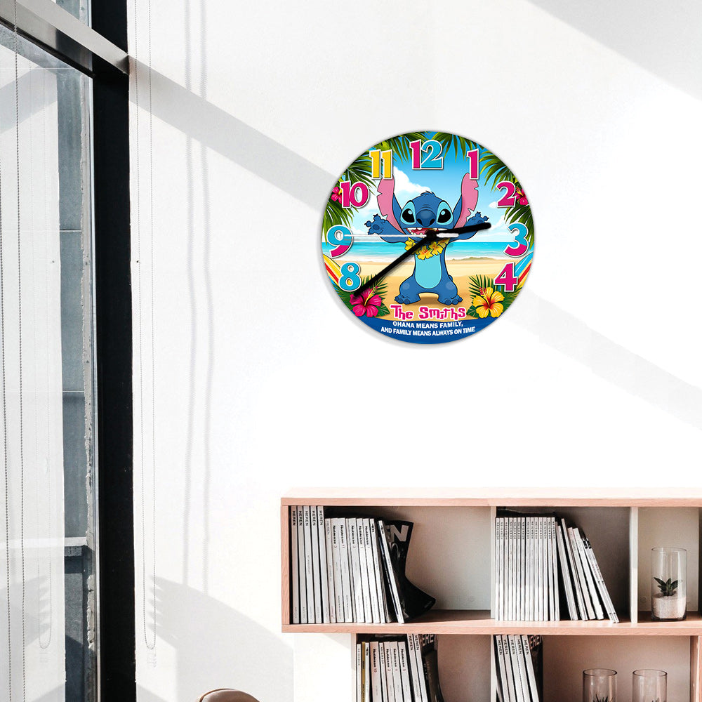 Personalized Ohana Wall Clock Custom Family Name Gift Wall Clock GradoCreations