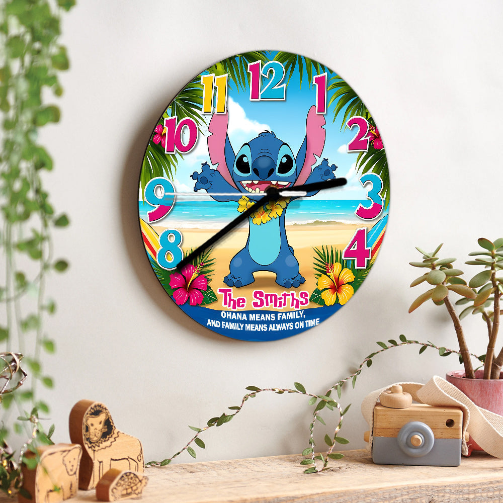 Personalized Ohana Wall Clock Custom Family Name Gift Wall Clock GradoCreations