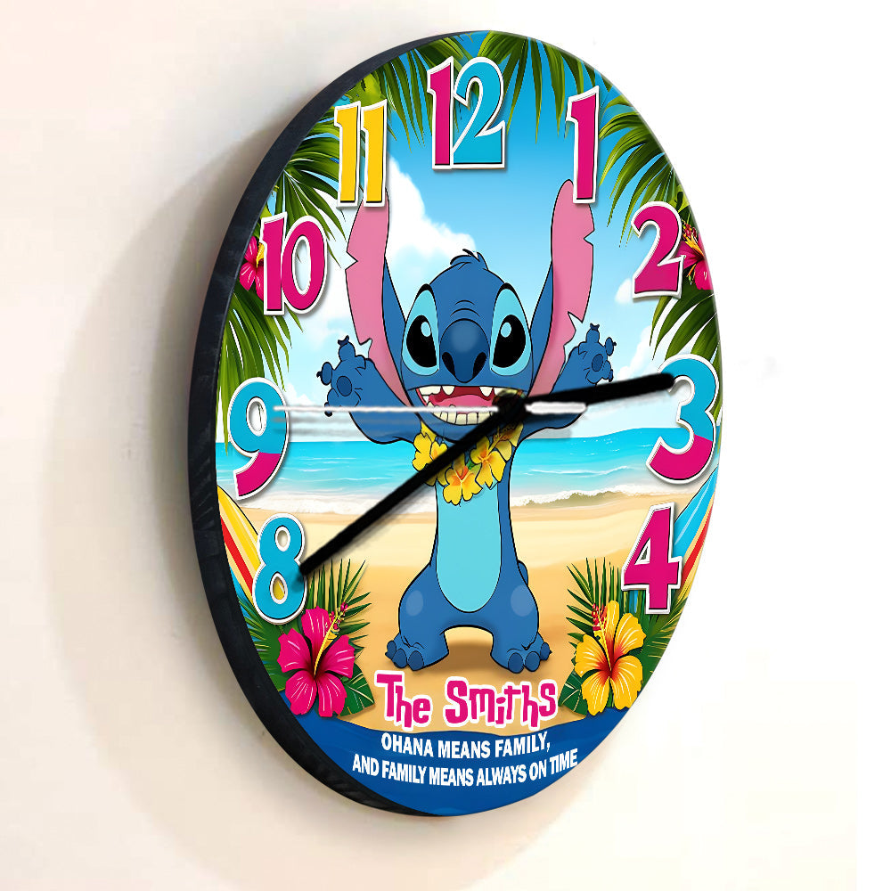 Personalized Ohana Wall Clock Custom Family Name Gift Wall Clock GradoCreations