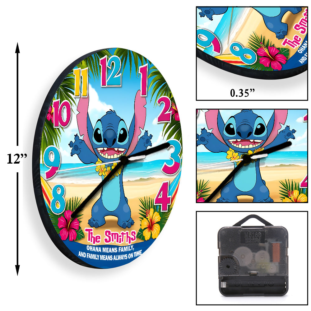 Personalized Ohana Wall Clock Custom Family Name Gift Wall Clock GradoCreations
