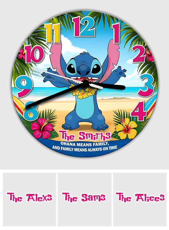 Personalized Ohana Wall Clock Custom Family Name Gift Wall Clock GradoCreations