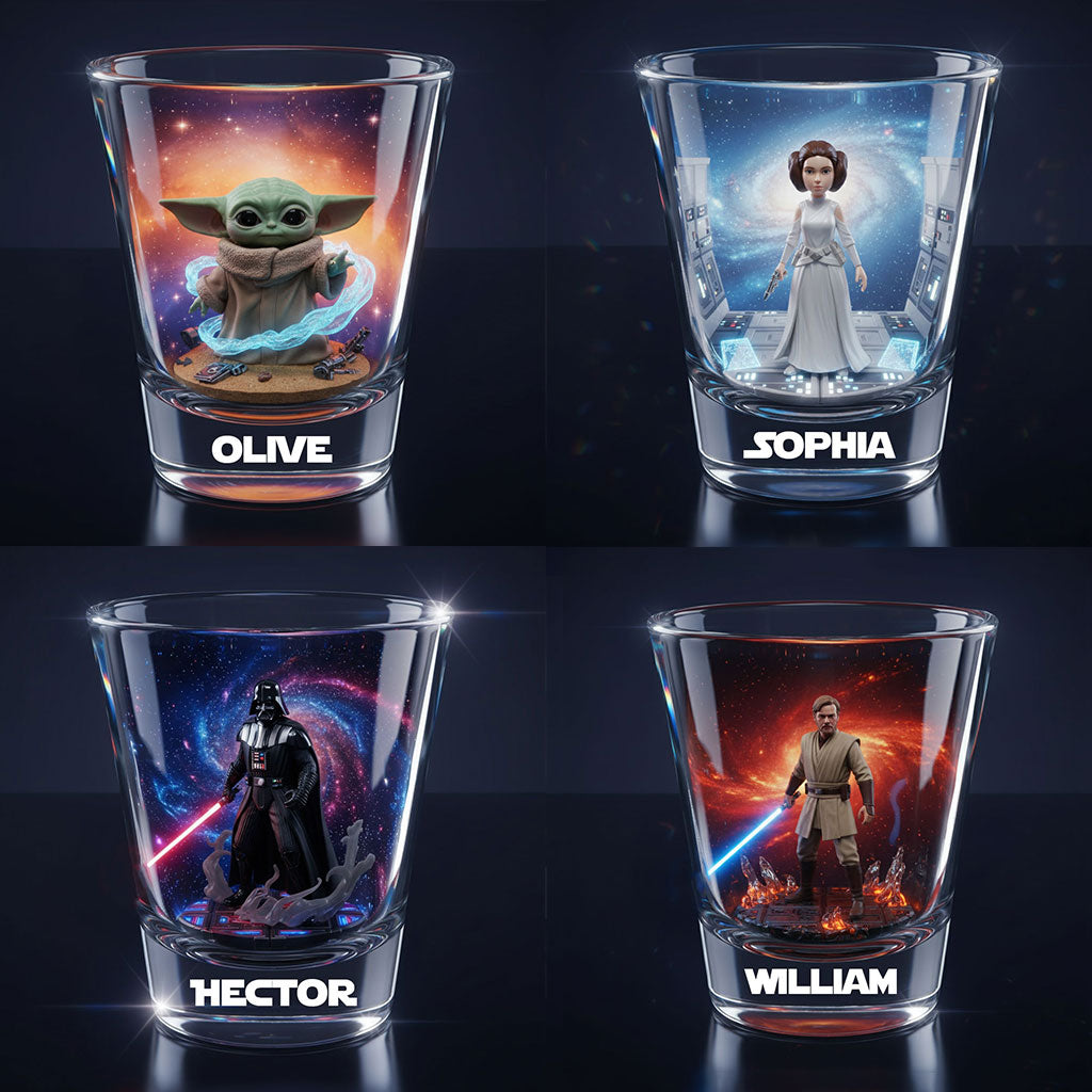 Personalized Galaxy Wars Shot Glasses Set Custom Name Gift Shot Glasses Set GradoCreations