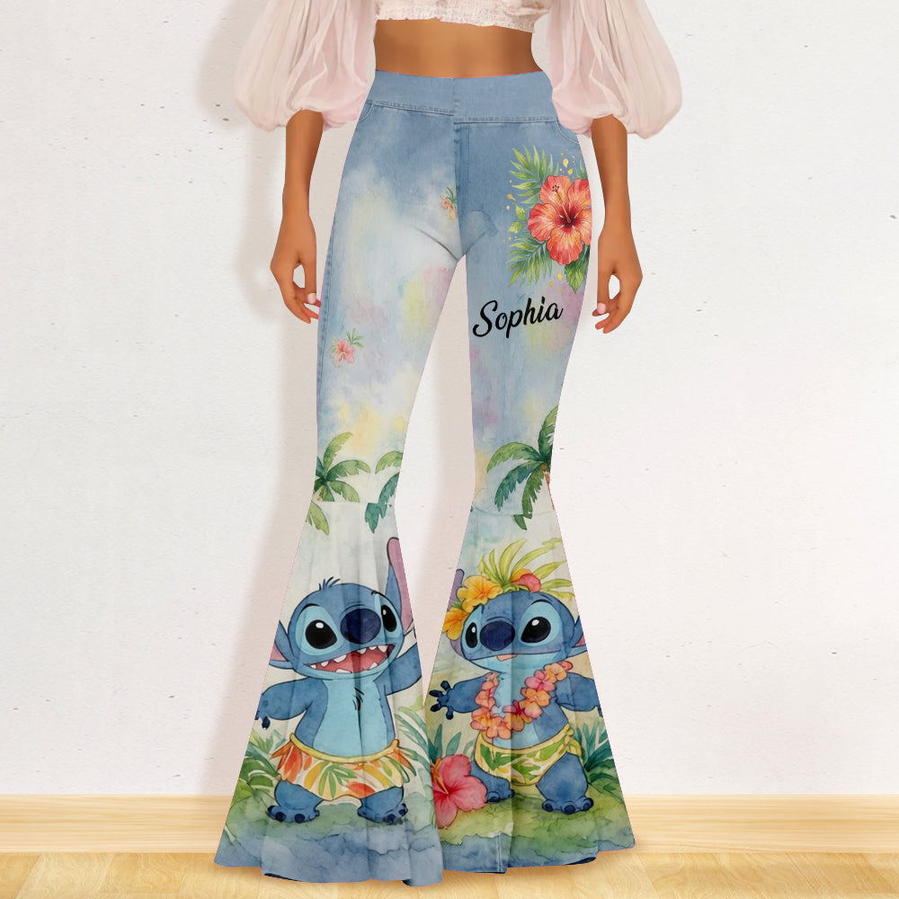 Personalized Flare Leggings with Ohana Design for Girls Flare Leggings GradoCreations