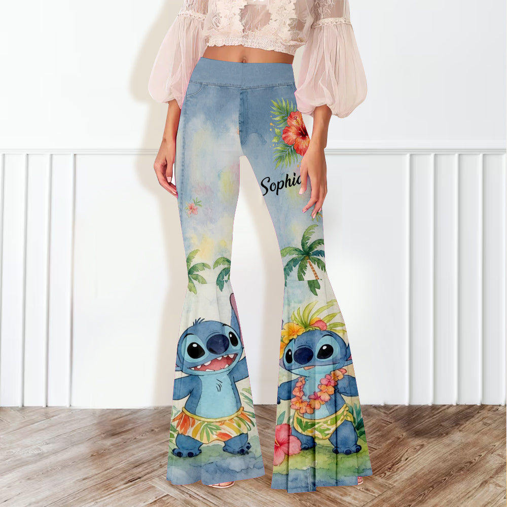 Personalized Flare Leggings with Ohana Design for Girls Flare Leggings GradoCreations