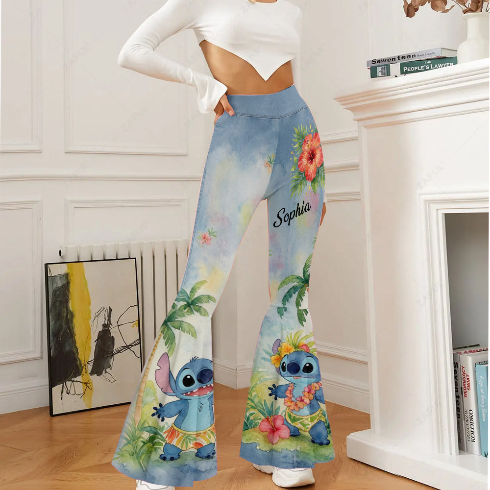 Personalized Flare Leggings with Ohana Design for Girls Flare Leggings GradoCreations