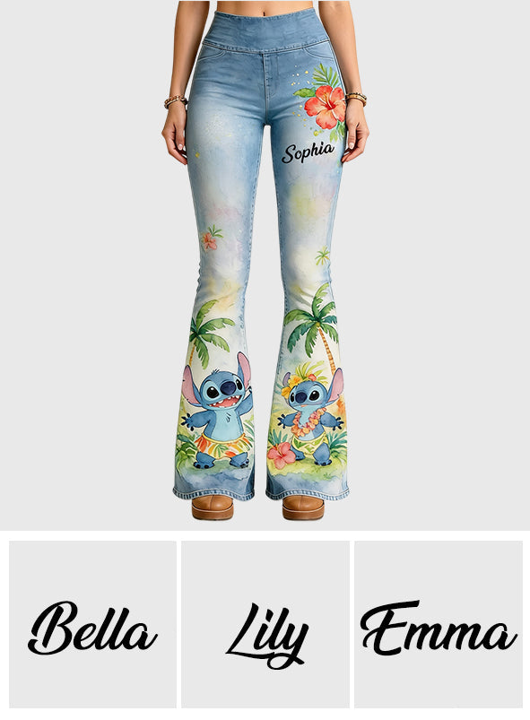 Personalized Flare Leggings with Ohana Design for Girls Flare Leggings GradoCreations