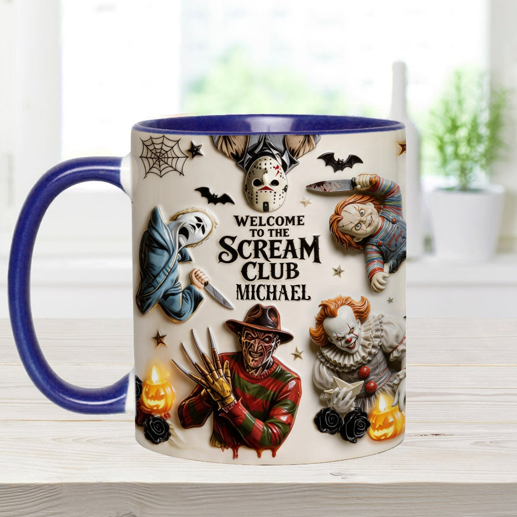 Personalized Horror Lover Accent Mug - Welcome to the Scream Club Gift Mug GradoCreations
