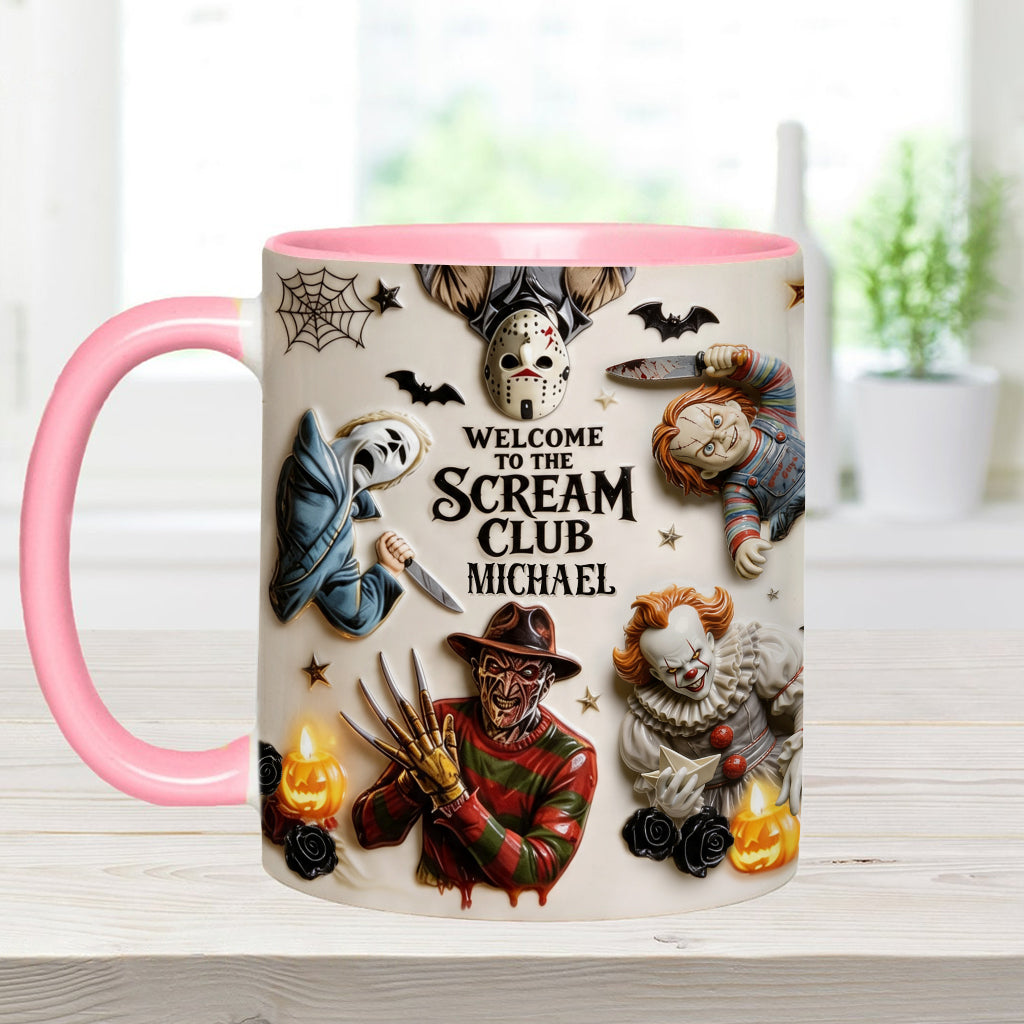 Personalized Horror Lover Accent Mug - Welcome to the Scream Club Gift Mug GradoCreations