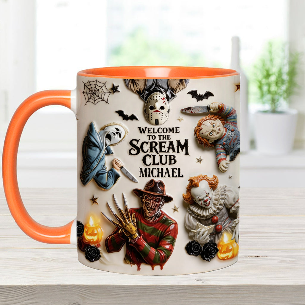 Personalized Horror Lover Accent Mug - Welcome to the Scream Club Gift Mug GradoCreations