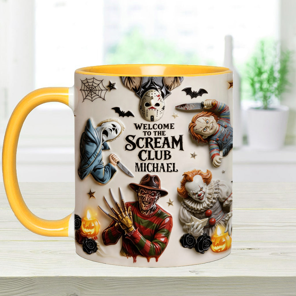 Personalized Horror Lover Accent Mug - Welcome to the Scream Club Gift Mug GradoCreations