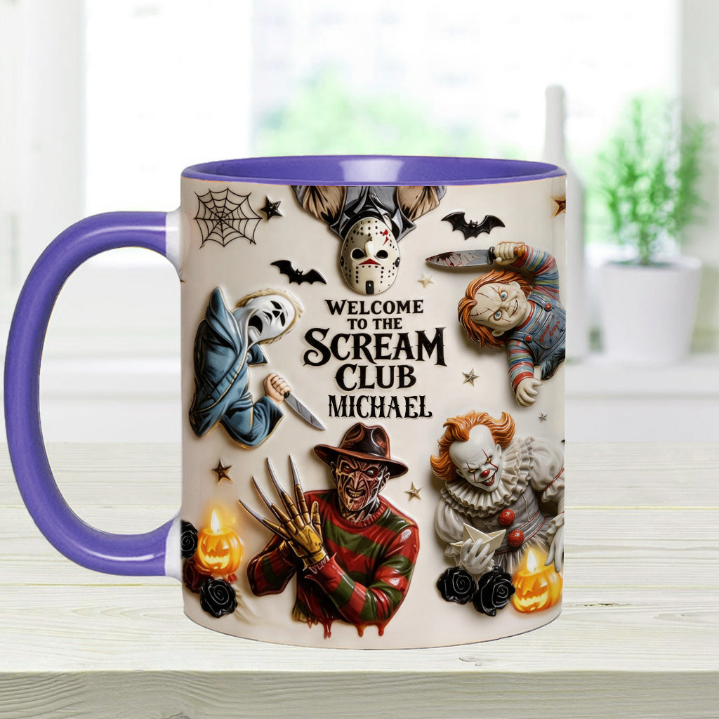 Personalized Horror Lover Accent Mug - Welcome to the Scream Club Gift Mug GradoCreations