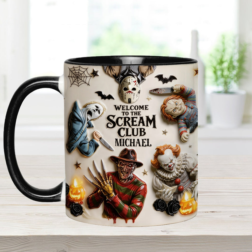 Personalized Horror Lover Accent Mug - Welcome to the Scream Club Gift Mug GradoCreations