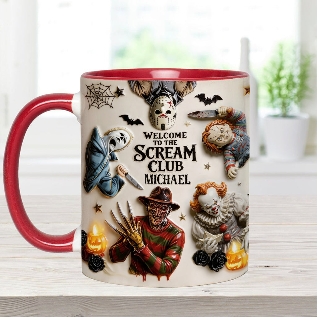 Personalized Horror Lover Accent Mug - Welcome to the Scream Club Gift Mug GradoCreations