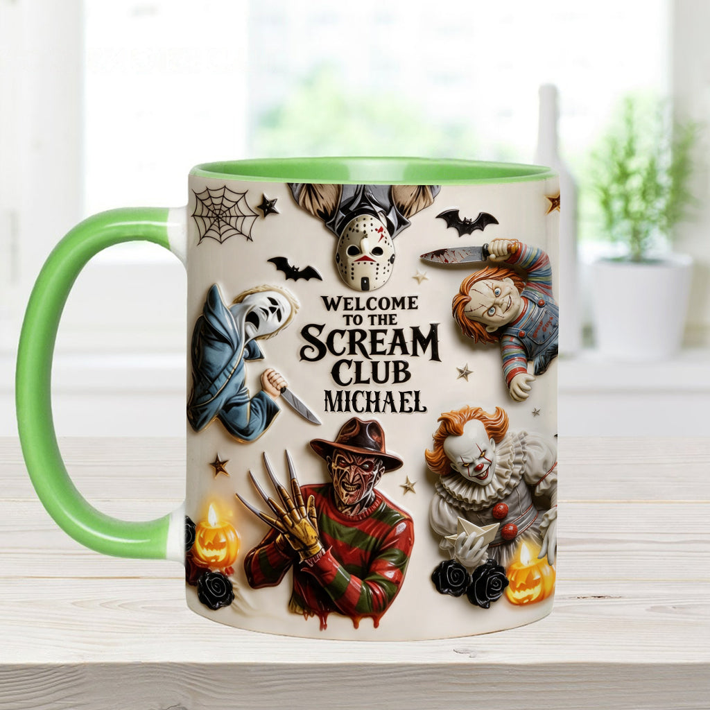 Personalized Horror Lover Accent Mug - Welcome to the Scream Club Gift Mug GradoCreations