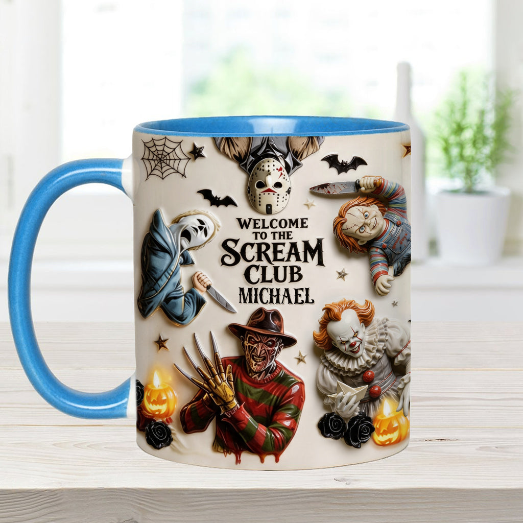 Personalized Horror Lover Accent Mug - Welcome to the Scream Club Gift Mug GradoCreations