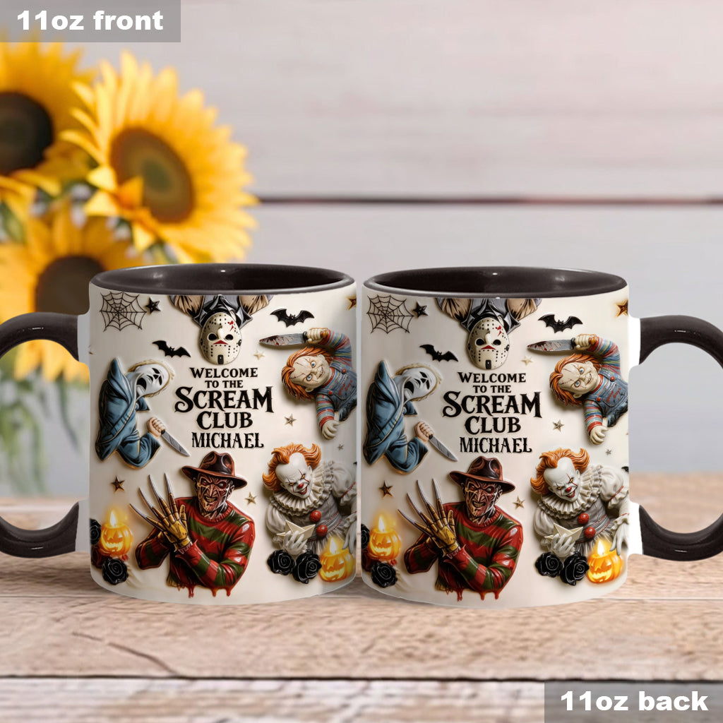 Personalized Horror Lover Accent Mug - Welcome to the Scream Club Gift Mug GradoCreations