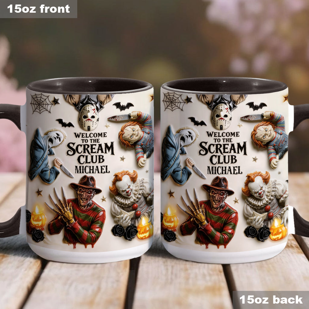 Personalized Horror Lover Accent Mug - Welcome to the Scream Club Gift Mug GradoCreations