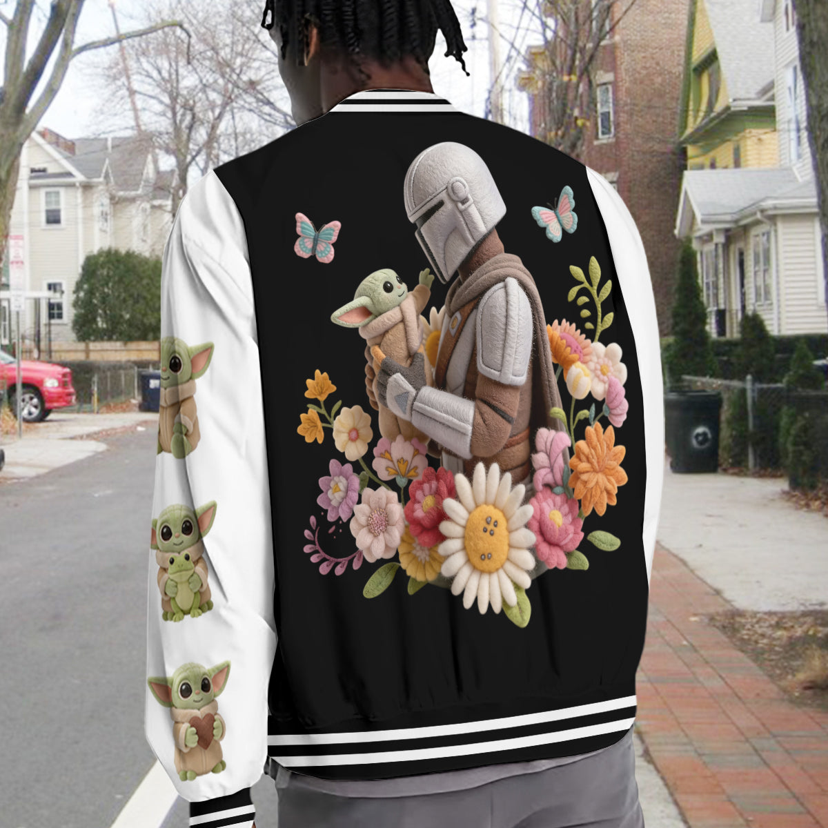 Personalized Varsity Jacket with Cute Baby Yoda Design for Kids Varsity Jacket GradoCreations