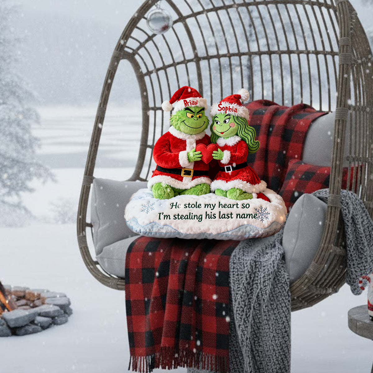 Personalized Christmas Faux Fur Shaped Pillow Custom Name Gift Faux Fur Shaped Pillow GradoCreations