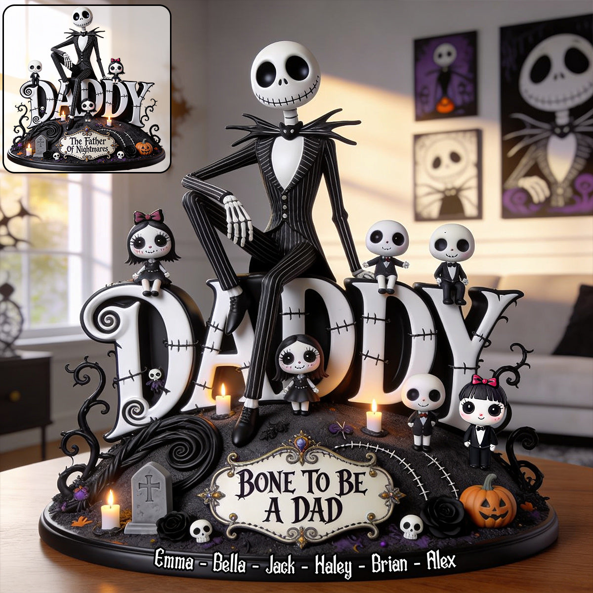 Personalized Nightmare Acrylic Plaque Gift for Dad - Bone To Be A Dad Custom Shaped Acrylic Plaque GradoCreations