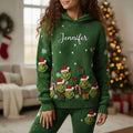 Personalized Christmas Grinch Hoodie and Leggings Set for Her Hoodie & Leggings GradoCreations