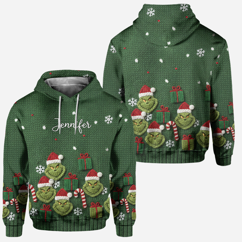 Personalized Christmas Grinch Hoodie and Leggings Set for Her Hoodie & Leggings GradoCreations
