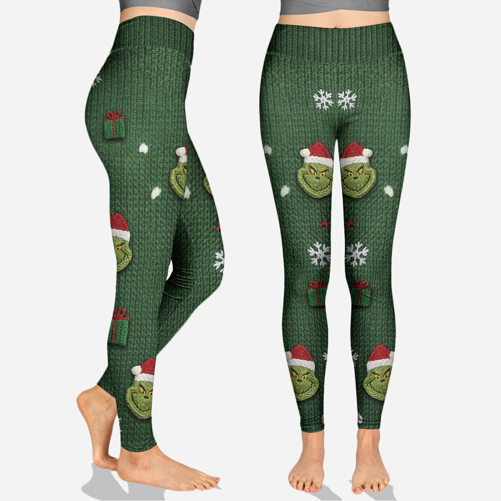 Personalized Christmas Grinch Hoodie and Leggings Set for Her Hoodie & Leggings GradoCreations