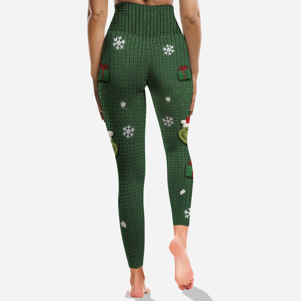 Personalized Christmas Grinch Hoodie and Leggings Set for Her Hoodie & Leggings GradoCreations
