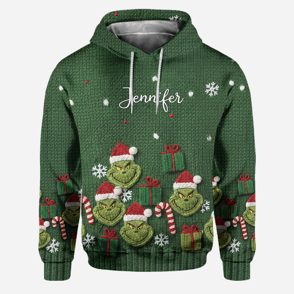 Personalized Christmas Grinch Hoodie and Leggings Set for Her Hoodie & Leggings GradoCreations