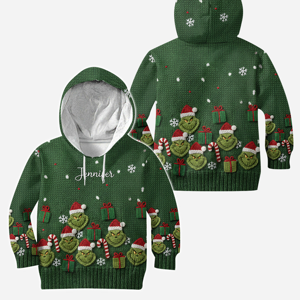 Personalized Christmas Grinch Hoodie and Leggings Set for Her Hoodie & Leggings GradoCreations