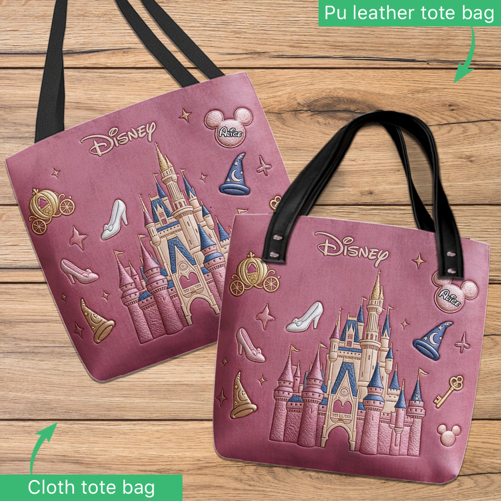 Personalized Disney Castle Tote Bag Custom Name Gift for Kids Tote Bag GradoCreations