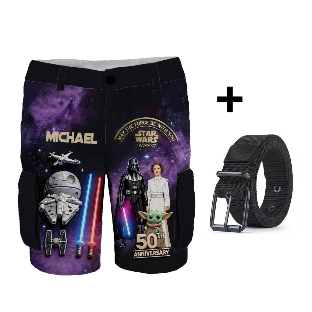 Personalized Star Wars Cargo Shorts with Belt for Men Cargo Shorts With Belt GradoCreations