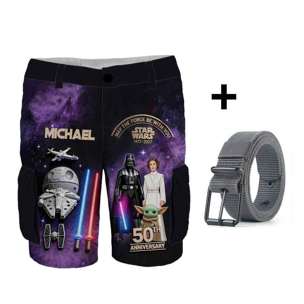 Personalized Star Wars Cargo Shorts with Belt for Men Cargo Shorts With Belt GradoCreations
