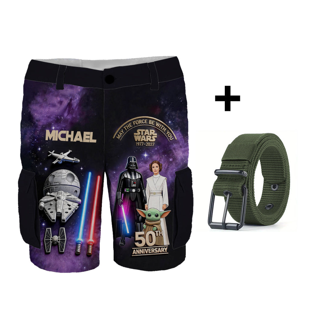 Personalized Star Wars Cargo Shorts with Belt for Men Cargo Shorts With Belt GradoCreations