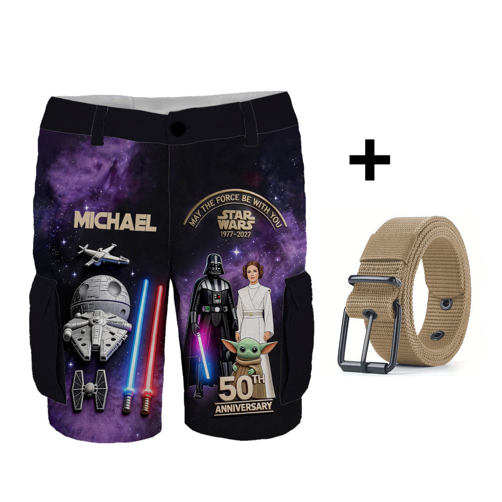 Personalized Star Wars Cargo Shorts with Belt for Men Cargo Shorts With Belt GradoCreations
