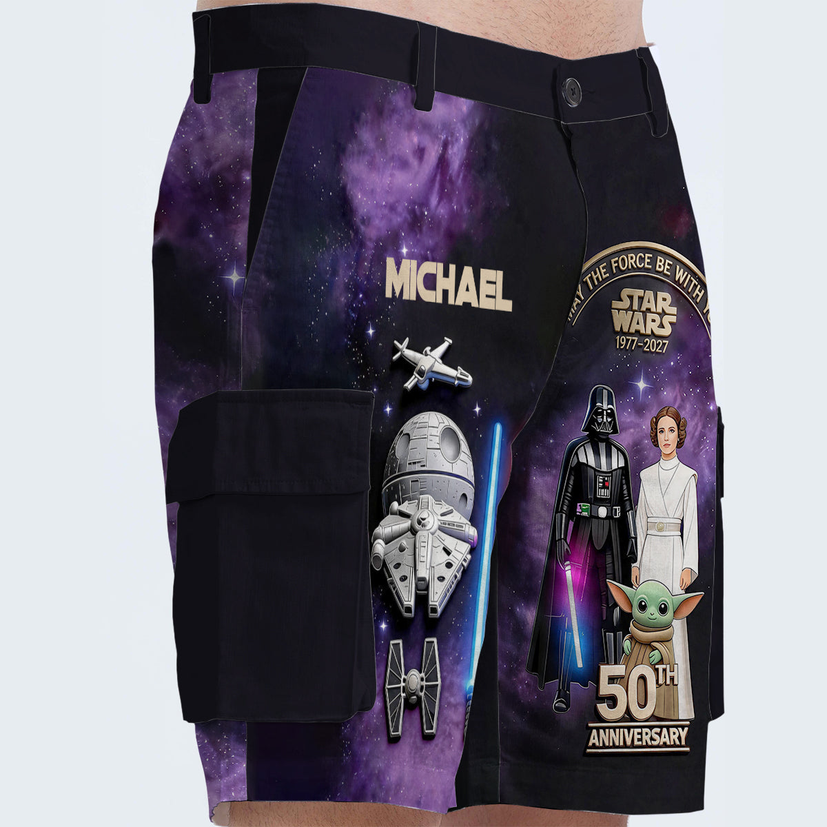 Personalized Star Wars Cargo Shorts with Belt for Men Cargo Shorts With Belt GradoCreations