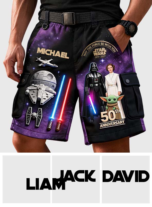 Personalized Star Wars Cargo Shorts with Belt for Men Cargo Shorts With Belt GradoCreations