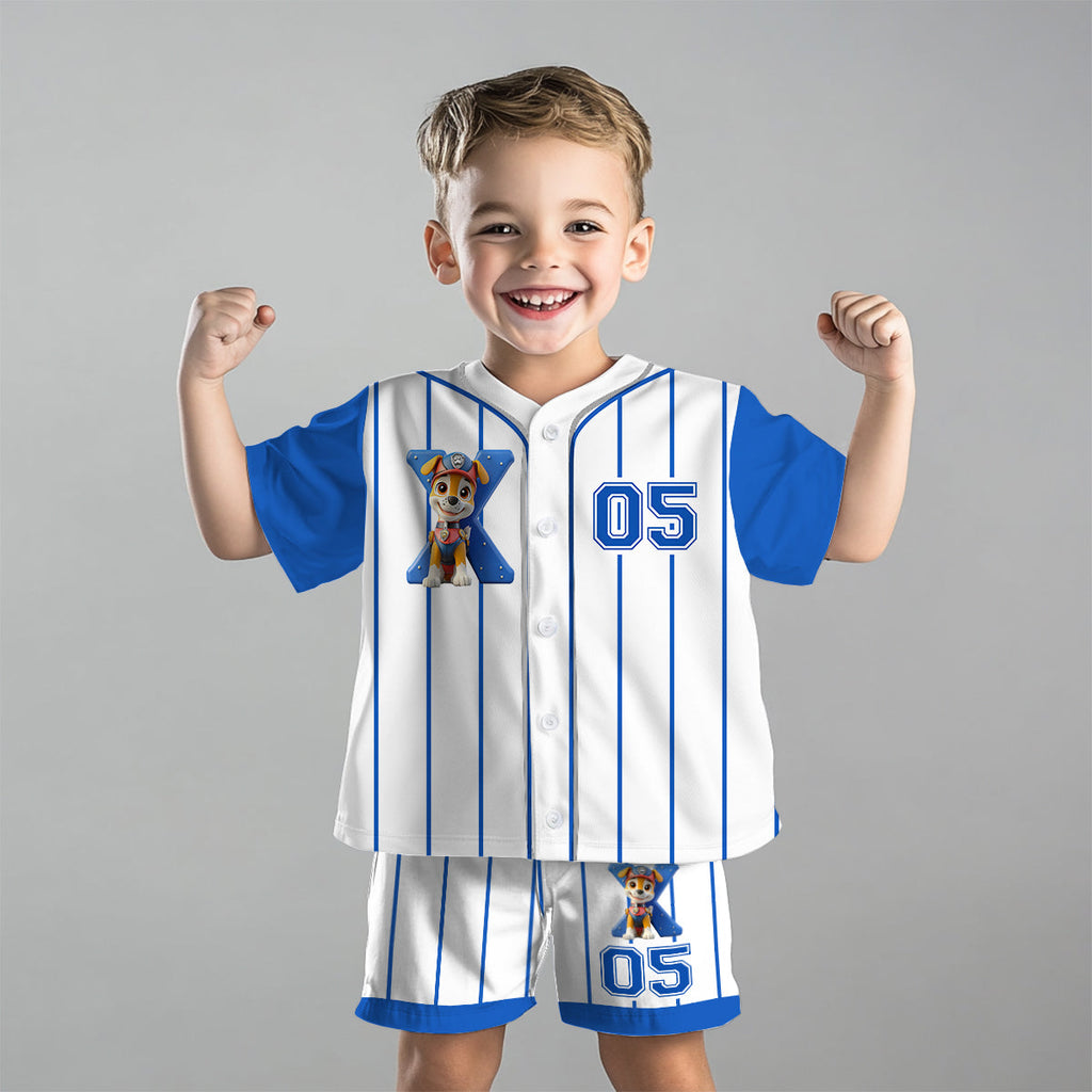 Personalized Paw Patrol Kid Jersey Shirt & Shorts Set - Custom Name Sports Apparel Kid Jersey Shirt & Shorts GradoCreations